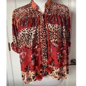 SKY AND SAND SMALL Mixed Animal Print Top NWT